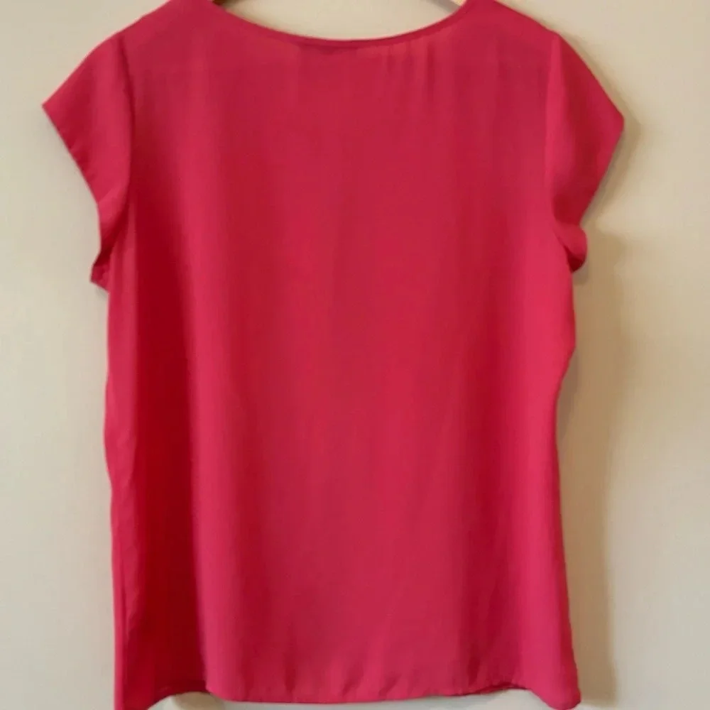 EXPRESS| Pretty Pink Flowy Cap Sleeve Flowy Lace Trim Top Shirt Sz M - Picture 6 of 10